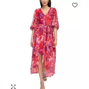 Eliza J Women's Floral-Print High-Low Chiffon Dress